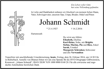 Anzeige von Johann Schmidt von MGO