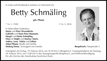 Anzeige von Betty Schmäling von MGO