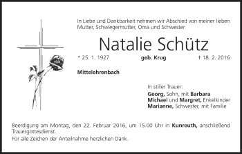 Anzeige von Natalie Schütz von MGO