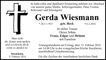 Anzeige von Gerda Wiesmann von MGO