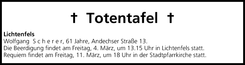  Traueranzeige für Totentafel vom 03.03.2016 vom 03.03.2016 aus MGO