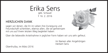 Anzeige von Erika Sens von MGO