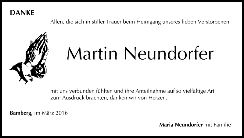  Traueranzeige für Martin Neundorfer vom 05.03.2016 aus MGO