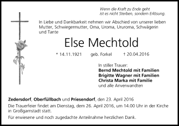 Anzeige von Else Mechtold von MGO