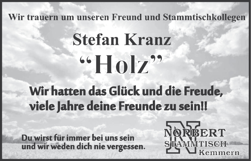  Traueranzeige für Stefan Kranz vom 01.04.2016 aus MGO