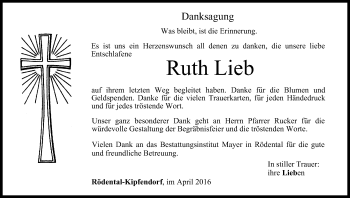 Anzeige von Ruth Lieb von MGO
