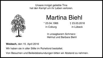 Anzeige von Martina Biehl von MGO