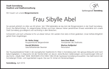 Anzeige von Sibylle Abel von MGO