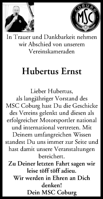 Anzeige von Hubertus Ernst von MGO