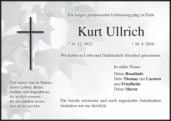 Anzeige von Kurt Ullrich von MGO