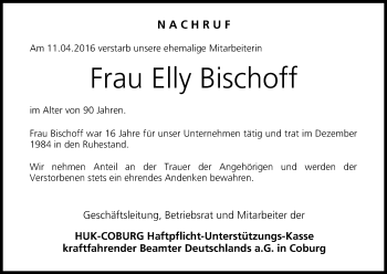 Anzeige von Elly Bischoff von MGO