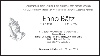 Anzeige von Enno Bätz von MGO