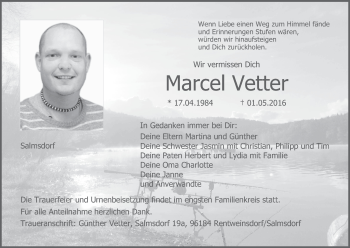 Anzeige von Marcel Vetter von MGO