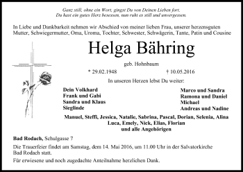 Anzeige von Helga Bähring von MGO