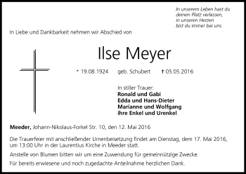 Anzeige von Ilse Meyer von MGO