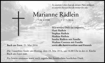 Anzeige von Marianne Rädlein von MGO