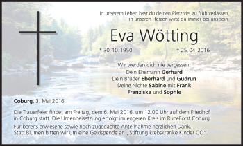 Anzeige von Eva Wötting von MGO
