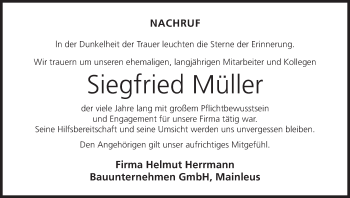 Anzeige von Siegfried Müller von MGO