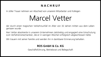 Anzeige von Marcel Vetter von MGO