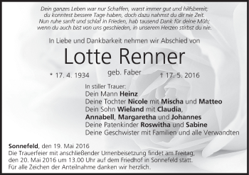 Anzeige von Lotte Renner von MGO