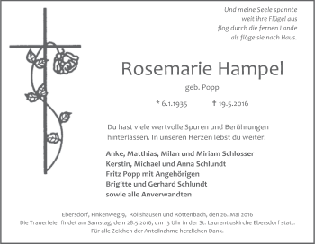 Anzeige von Rosemarie Hampe von MGO