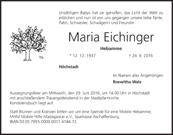 Anzeige von Maria Eichinger von MGO
