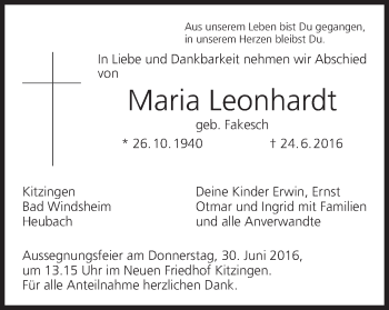 Anzeige von Maria Leonhardt von MGO