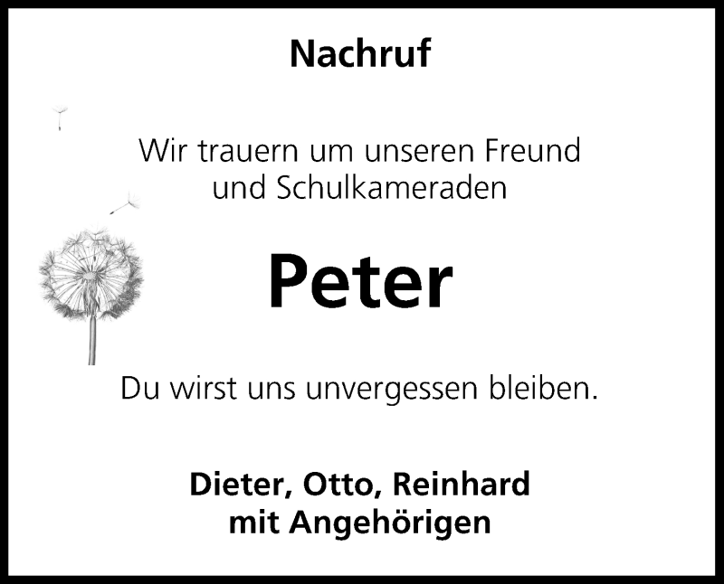  Traueranzeige für Peter  vom 15.06.2016 aus MGO