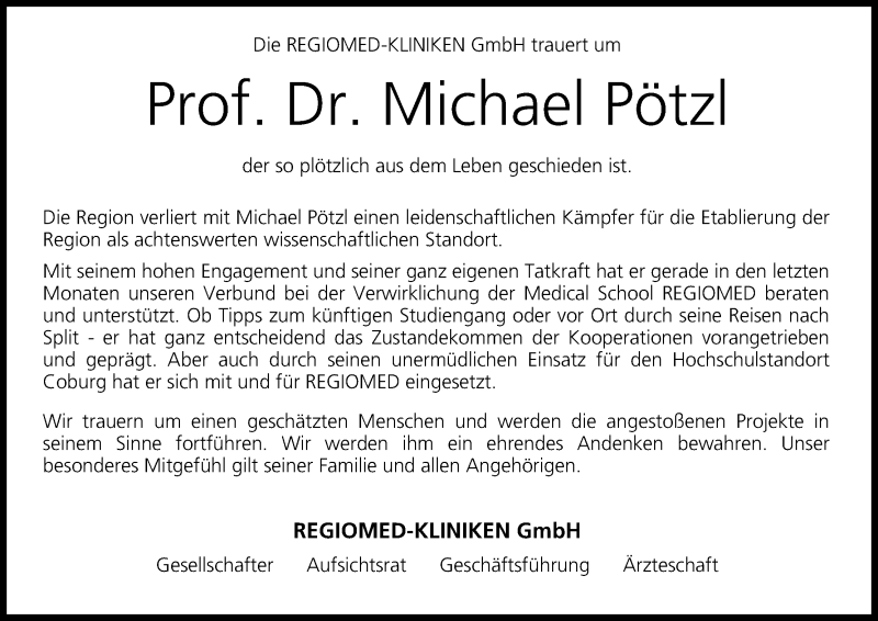  Traueranzeige für Michael Pötzl vom 18.06.2016 aus MGO