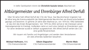 Anzeige von Alfred Derfuß von MGO
