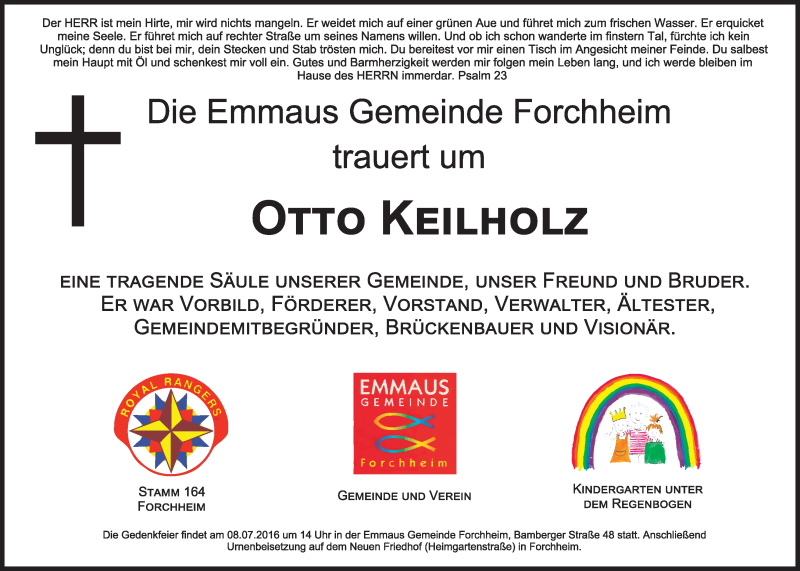  Traueranzeige für Otto Keilholz vom 06.07.2016 aus MGO