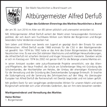 Anzeige von Alfred Derfuß von MGO