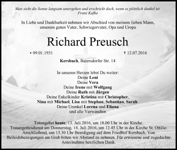 Anzeige von Richard Preusch von MGO