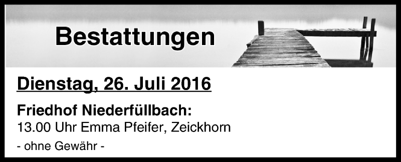  Traueranzeige für Bestattungen vom 26.07.2016 vom 26.07.2016 aus MGO