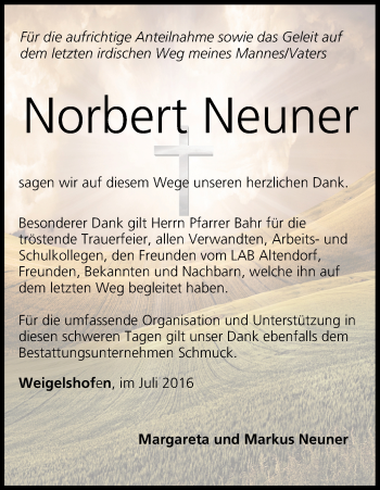 Anzeige von Norbert Neuner von MGO