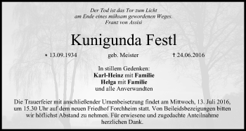 Anzeige von Kunigunda Festl von MGO