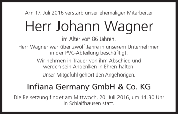 Anzeige von Johann Wagner von MGO