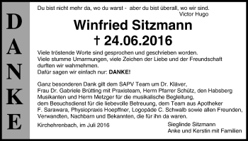 Anzeige von Winfried Sitzmann von MGO