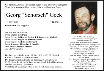 Anzeige von Georg Geck von MGO