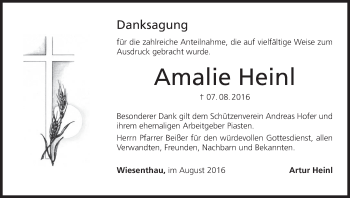 Anzeige von Amalie Heinl von MGO