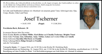 Anzeige von Josef Tscherner von MGO
