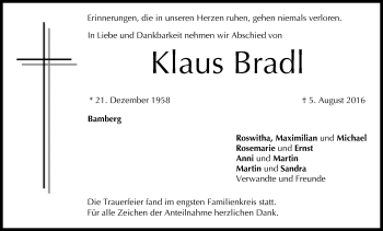 Anzeige von Klaus Bradl von MGO