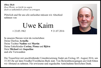 Anzeige von Uwe Kaim von MGO