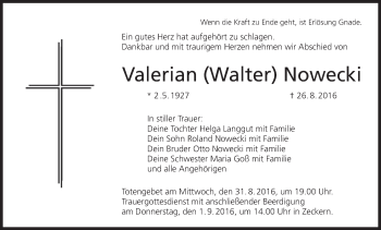 Anzeige von Valerian Nowecki von MGO