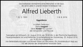 Anzeige von Alfred Lieberth von MGO