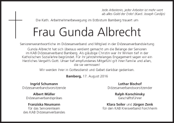 Anzeige von Gunda Albrecht von MGO