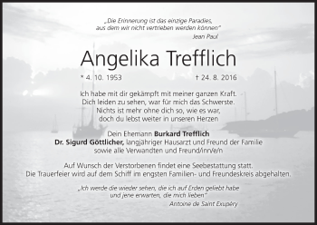 Anzeige von Angelika Trefflich von MGO