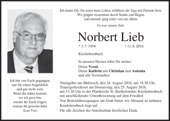 Anzeige von Norbert Lieb von MGO