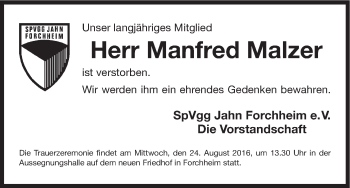 Anzeige von Manfred Malzer von MGO