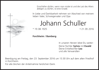 Anzeige von Johann Schuller von MGO